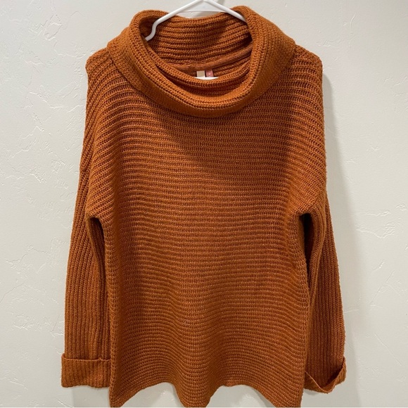 Anthropologie Pilcro Womens XS Burnt Orange Rust Knit Cowl Neck Sweater Oversize - Picture 9 of 14